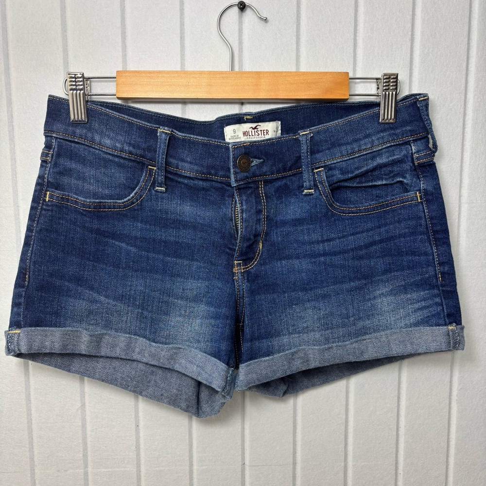 Hollister Dark Blue Rolled Hem Jean Shorts